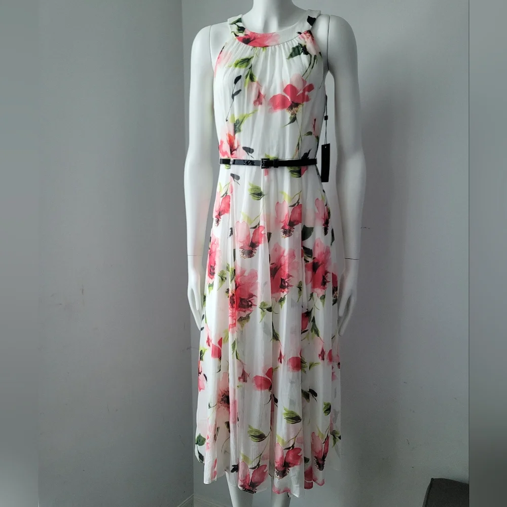 NWT Tommy Hilfiger Floral Chiffon Dress Sz 2 - Picture 7 of 15